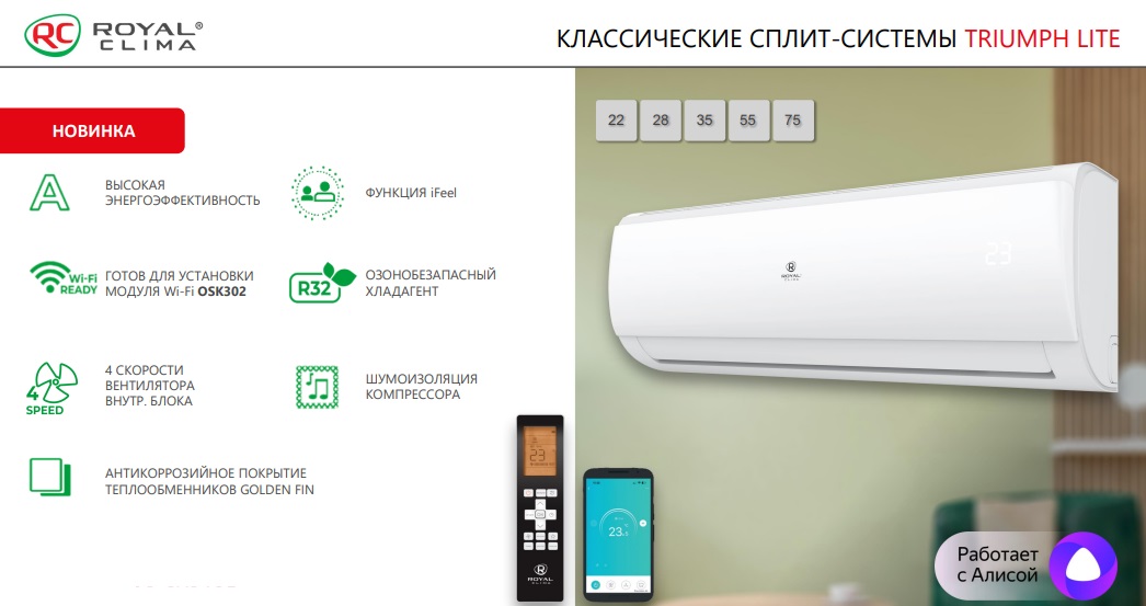 Основные функции и преимущества Royal Clima RC-TWL35HN