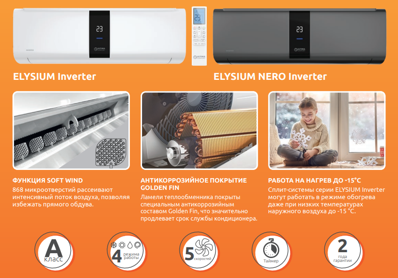Преимущества и функции сплит-системы Ultima Comfort ELB-I30PN